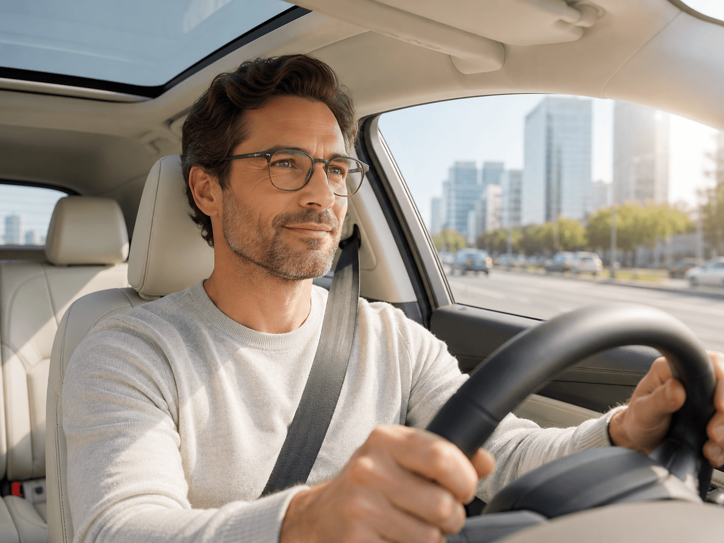 Pessoa dirigindo com lente Masi Drive